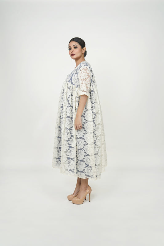 Handmade lace dress by Ayush Kejriwal