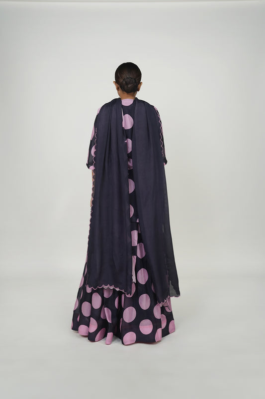 Polka dot silk lehenga