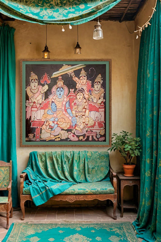 Authentic Handpainted Pen Kalamkari Wall Painting