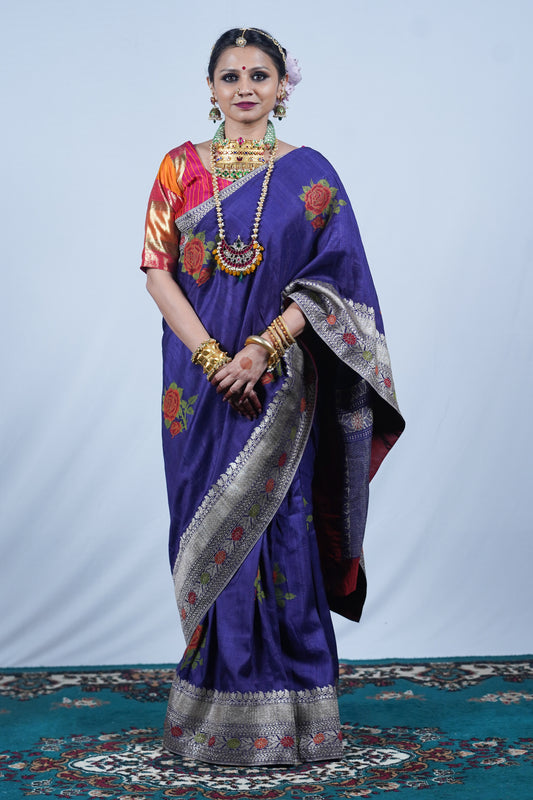 handwoven banarasi munga silk saree