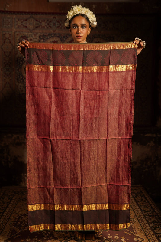 Real handpainted pen kalamkari kanjeeveram silk saree