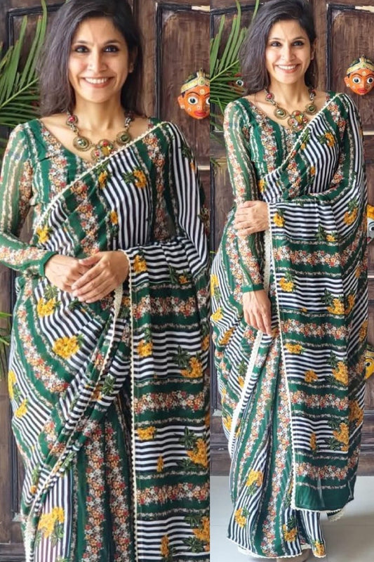 Digital printed silk saree, Saree by Ayush Kejriwal