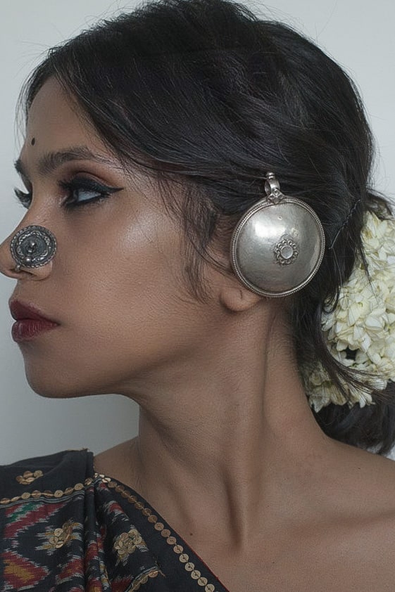 Unusual tribal silver earrings