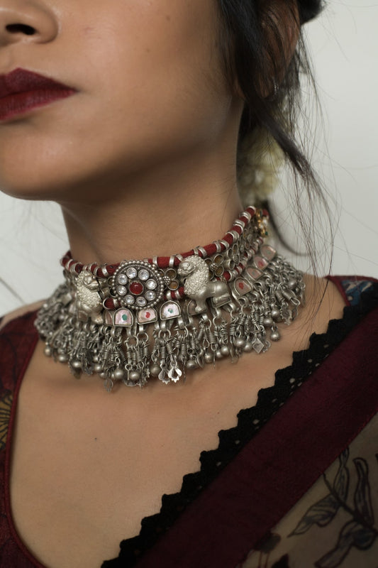 Designer Silver Chocker Neckpiece