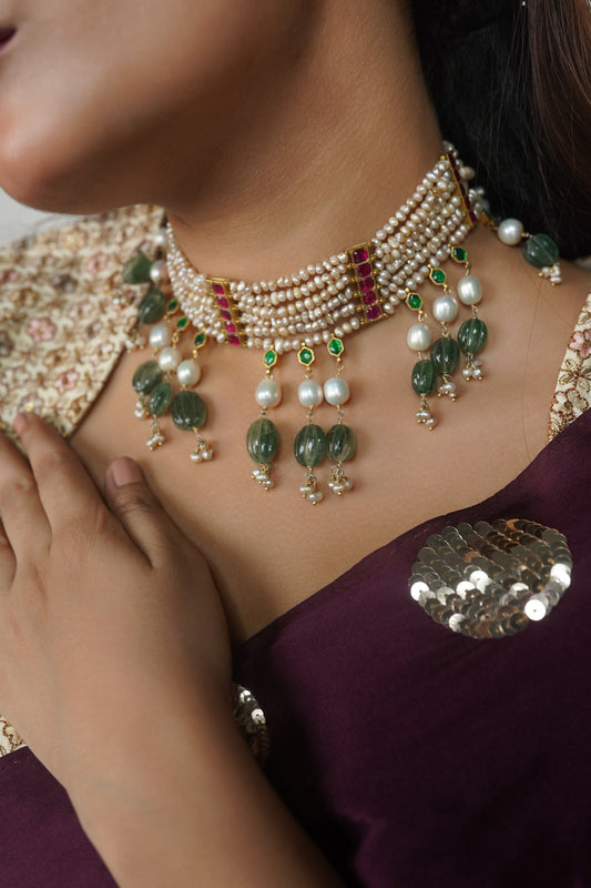 Indian ethnic silver neckpiece