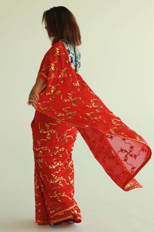 Red Georgette Partywear saree
