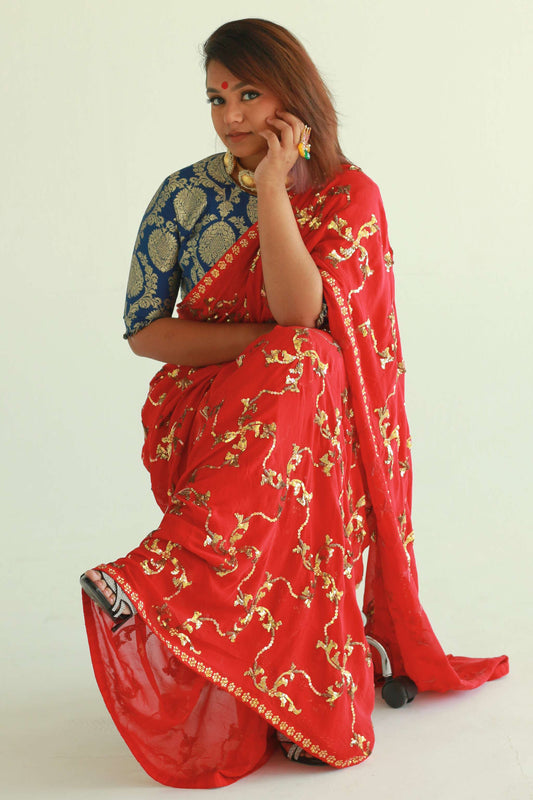 Partywear saree by Ayush Kejriwal