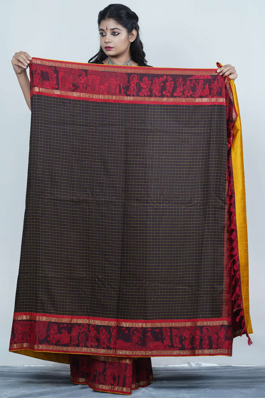 Kanjiveeram silk kalamkari saree