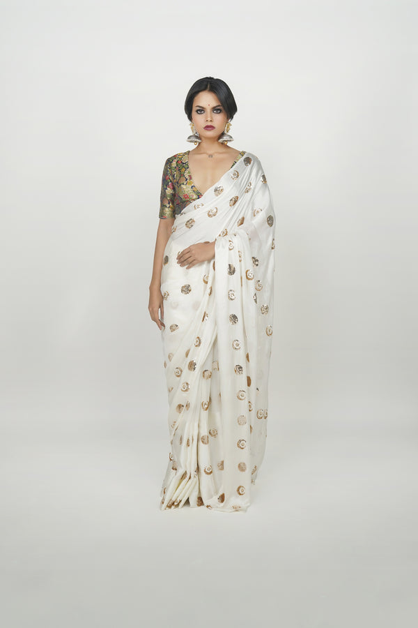 Designer embroidered silk saree by Ayush Kejriwal
