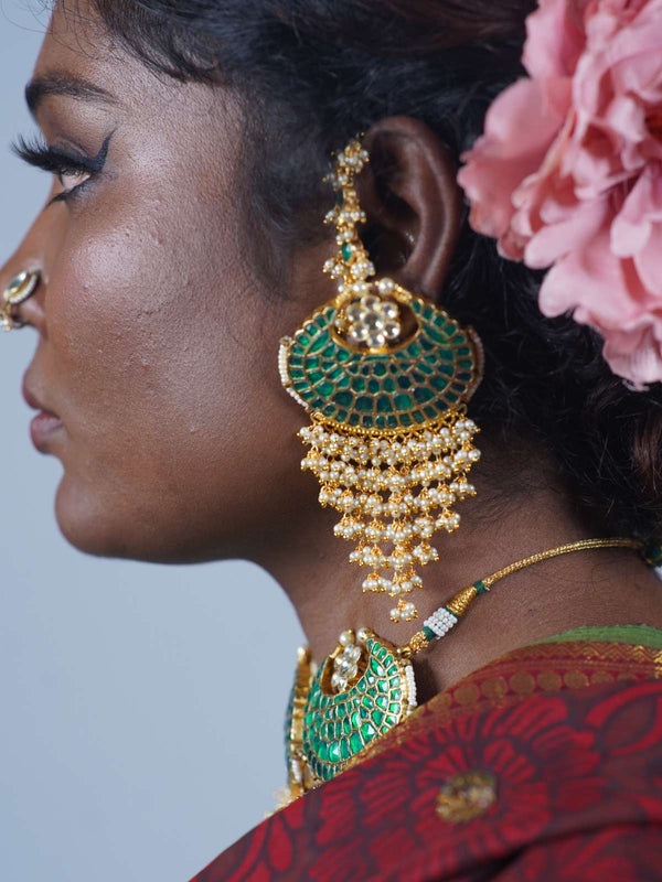 hand crafted polki jewellery set