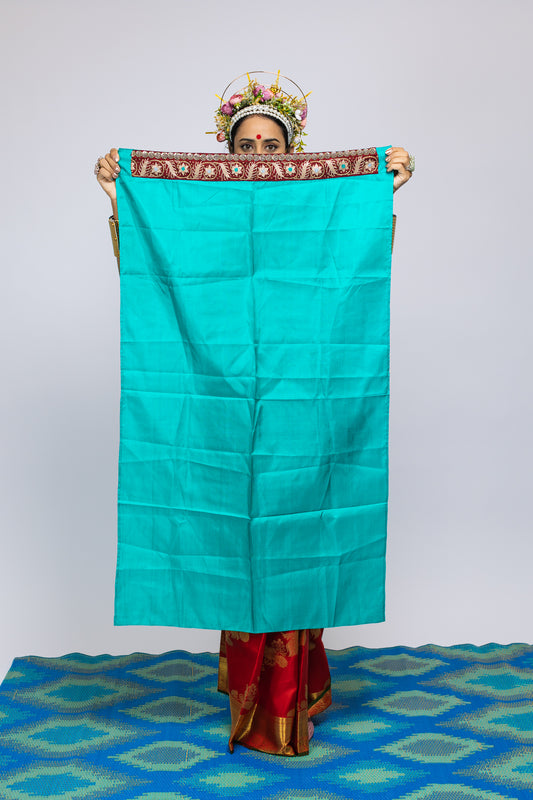 handwoven, hand embroidered kanjiveram silk saree
