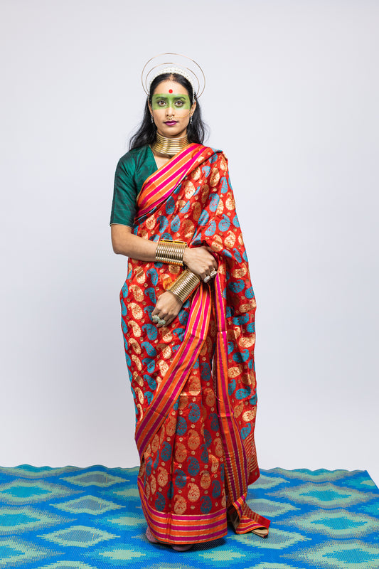 Chanderi Silk Saree by Ayush Kejriwal