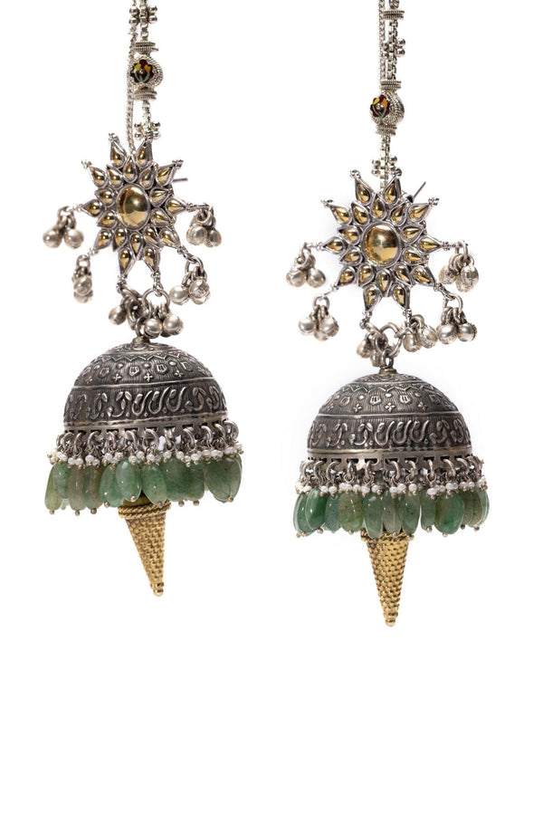 Handcrafted statement silver jhumka