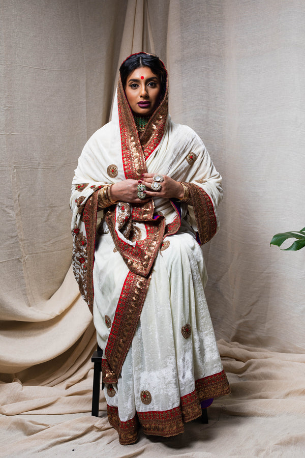 Hand Embroidered Saree by Ayush Kejriwal