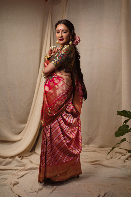 Handwoven Banarasi brocade silk saree