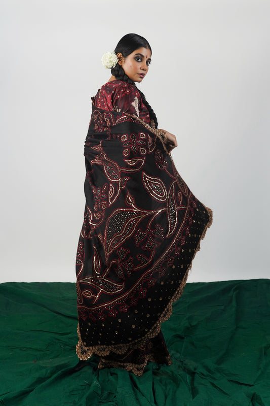 Black Bandhani Saree