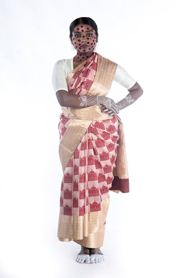 Taj motif Silk Saree by Ayush Kejriwal