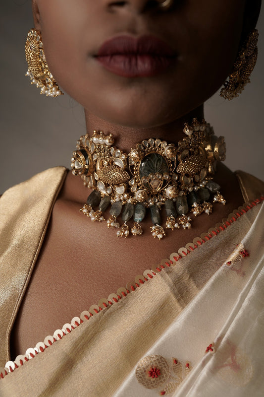 Handcrafted Silver Neckpiece and Earring Set
