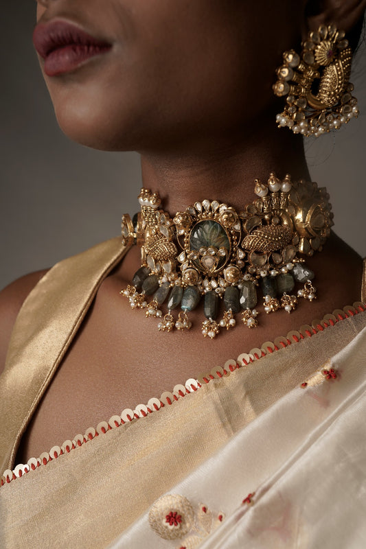 Handcrafted Silver Neckpiece and Earring Set