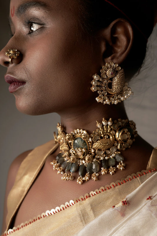 Handcrafted Silver Neckpiece and Earring Set