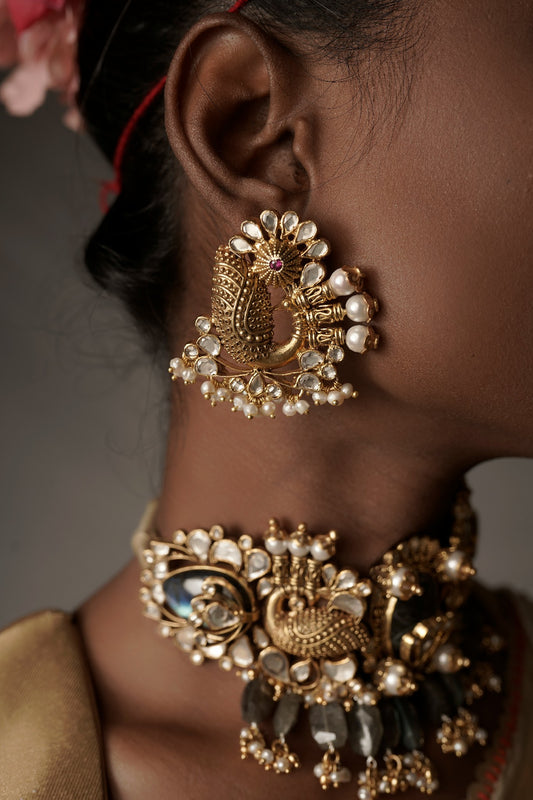 Handcrafted Silver Neckpiece and Earring Set