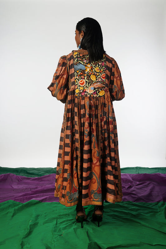 Handmade Pen Kalamkari Banaras Silk Dress