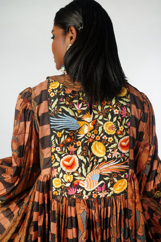 Handmade Pen Kalamkari Banaras Silk Dress