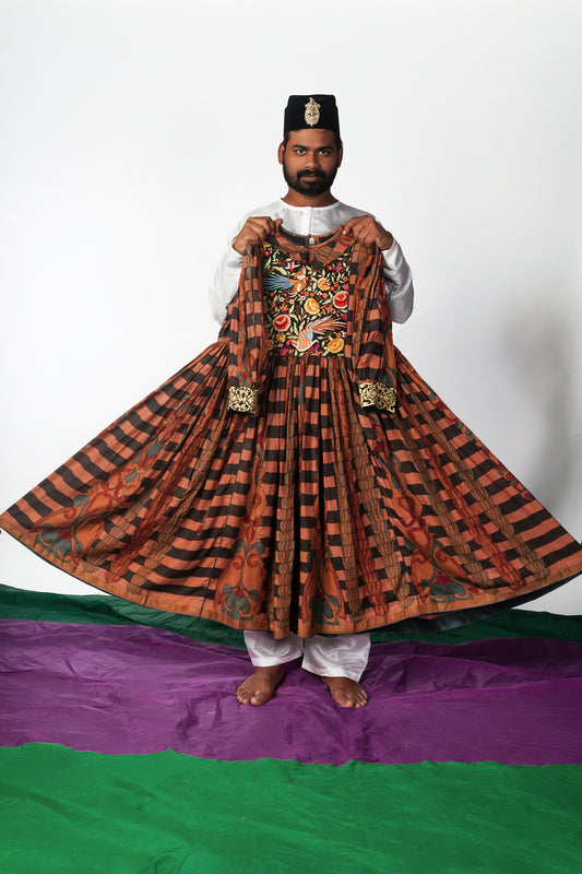 Handmade Pen Kalamkari Banaras Silk Dress
