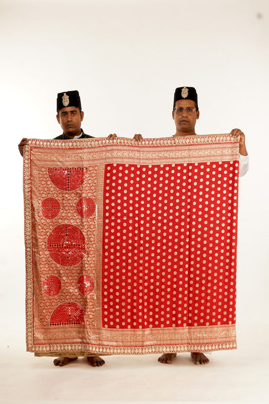 Red wedding designer banarasi silk saree