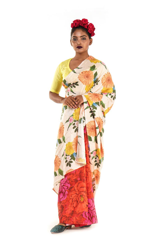 Designer printed viscose silk saree