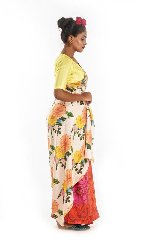 Designer printed viscose silk saree