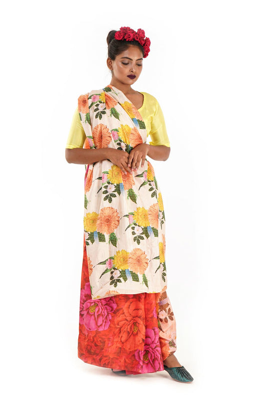 Designer printed viscose silk saree