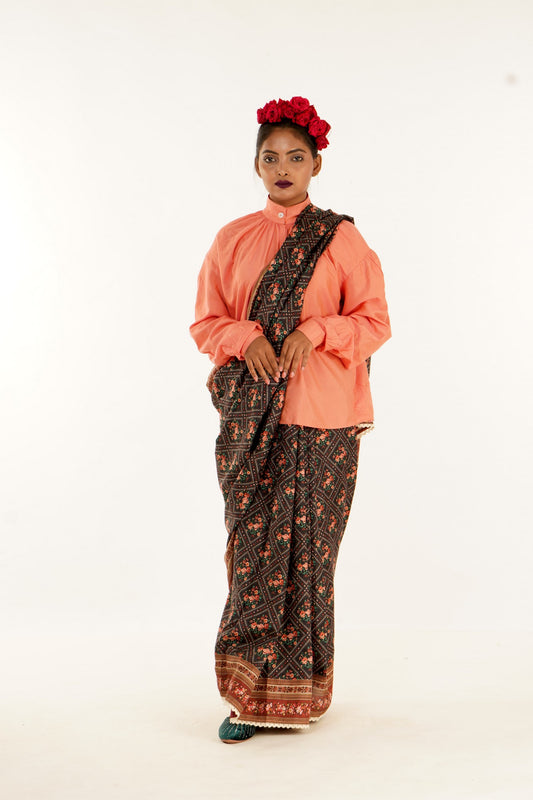Partywear printed silk saree