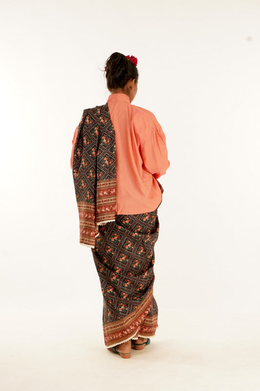 Partywear printed silk saree