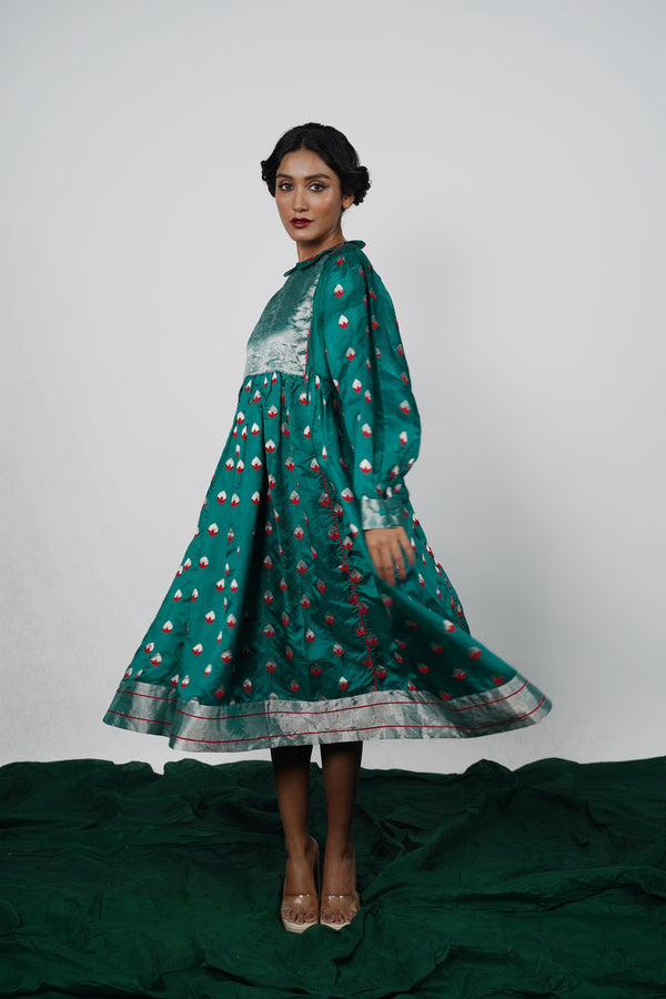 Chanderi frock by Ayush Kejriwal