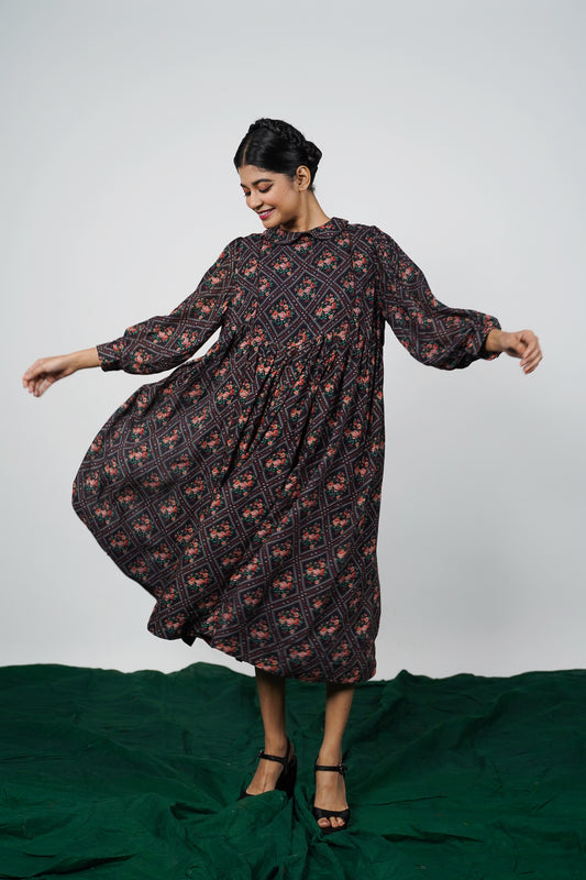 Black printed dress