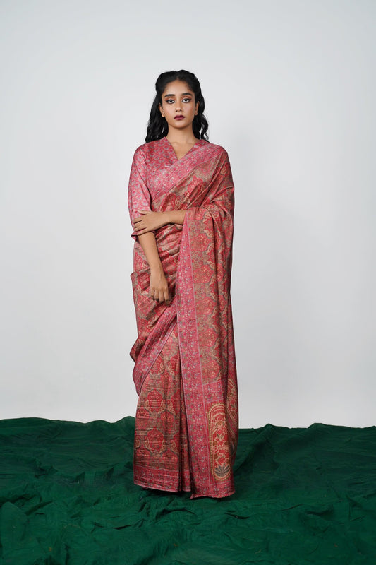 Party wear printed viscose silk saree