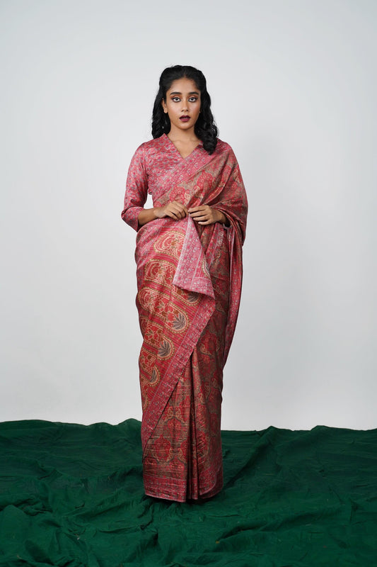 Party wear printed viscose silk saree
