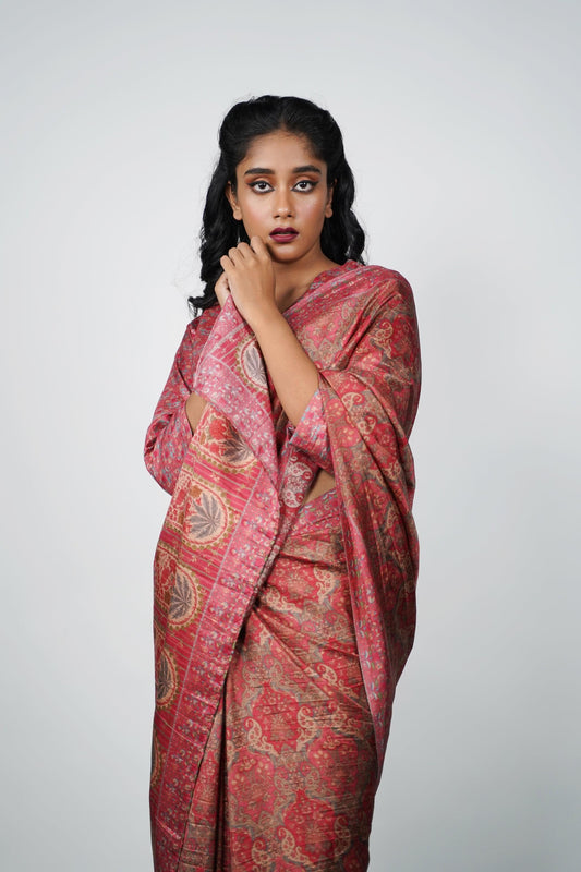 Party wear printed viscose silk saree