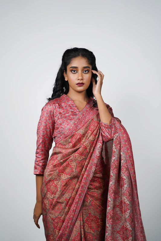 Party wear printed viscose silk saree