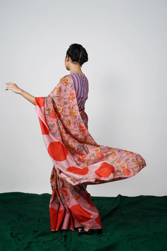 Printed Silk Saree by Ayush Kejriwal