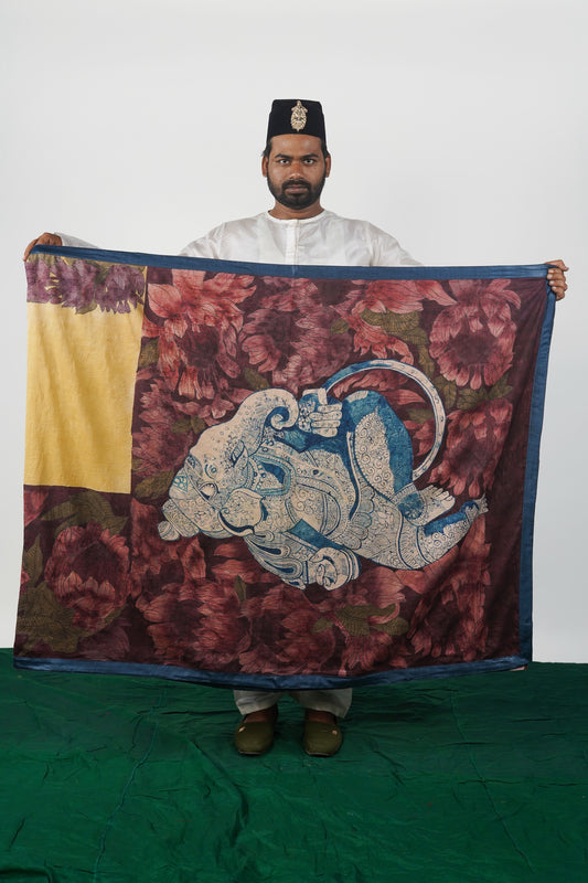 Authentic handmade pen kalamkari saree