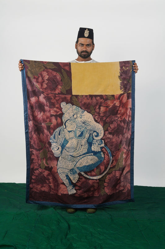 Real handmade pen kalamkari saree