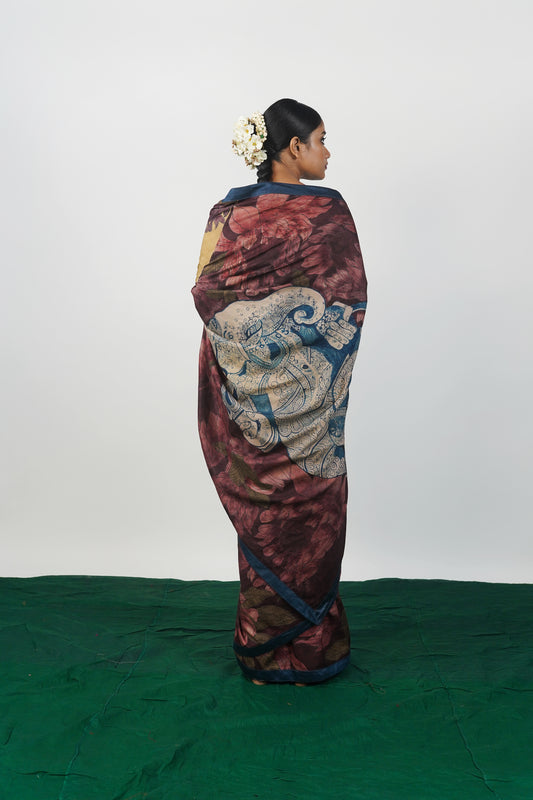 Real pen Kalamkari silk saree