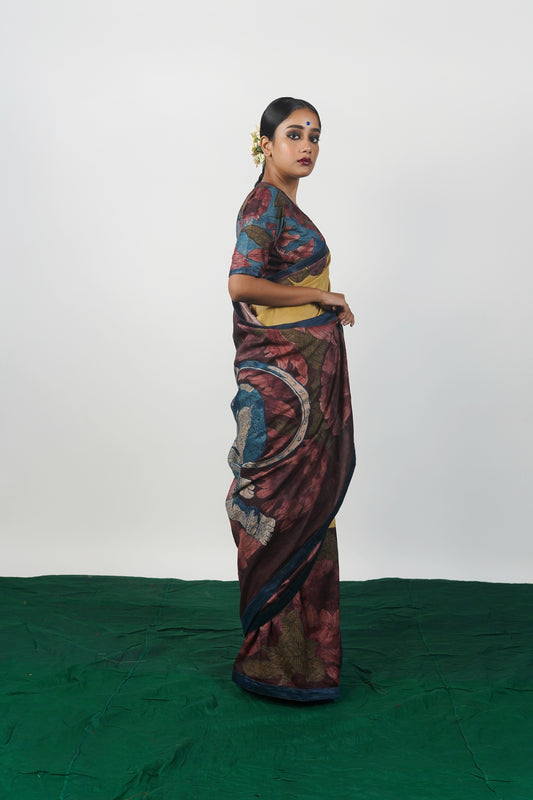 handpainted silk authentic pen Kalamkari saree