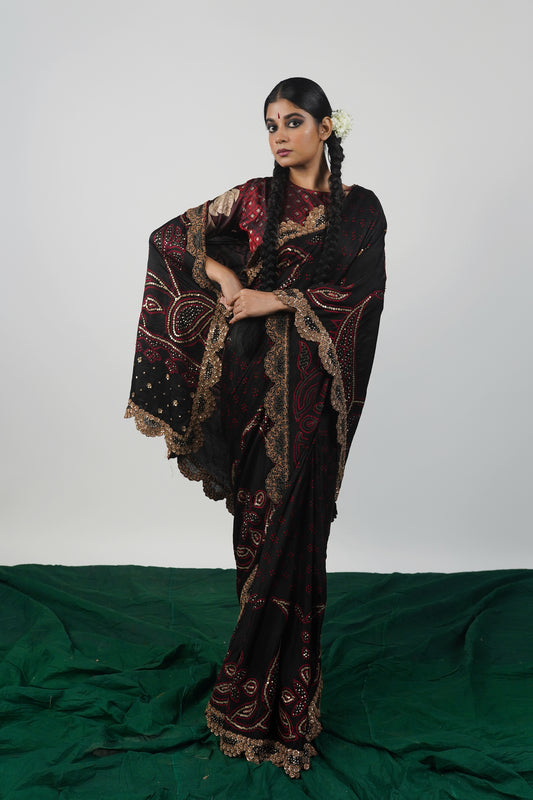 Designer wedding wear bandhani saree