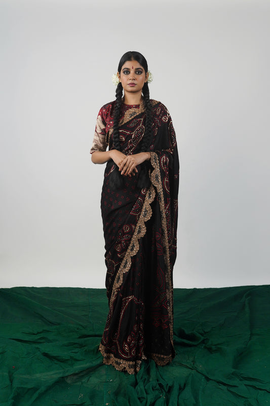 Designer wedding bandhani saree