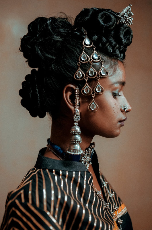 Handcrafted statement silver jhumka