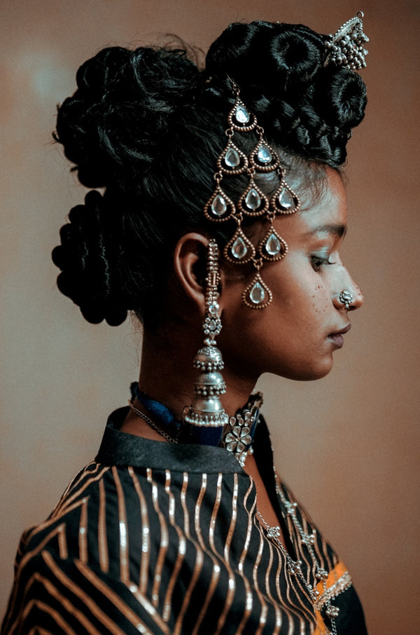 Handcrafted statement silver jhumka