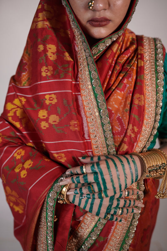 handwoven, single ikkat patola silk saree